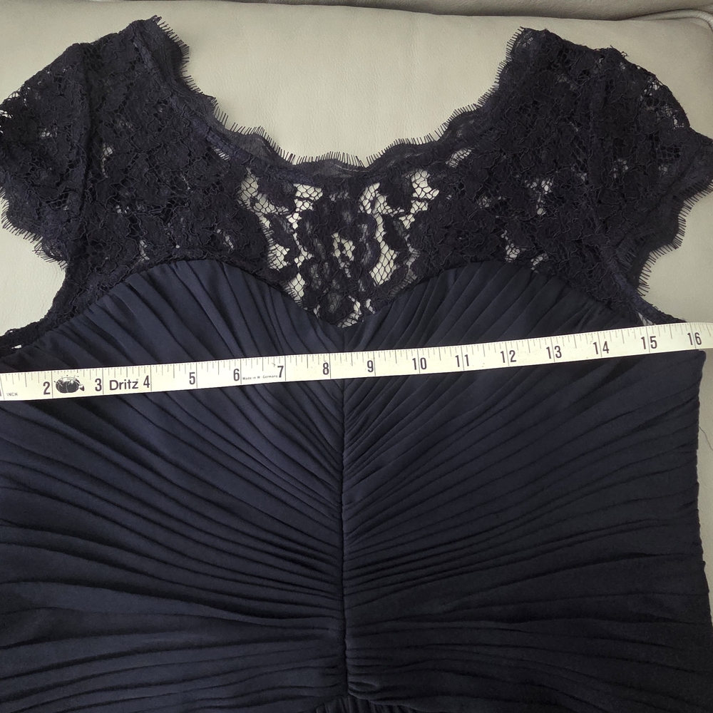 Adrianna Papell Navy Blue Pleated Gown, Size 12 - Picture 9 of 10